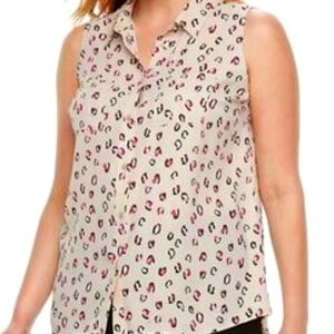 🐆  Collared sleeveless Print top 2x